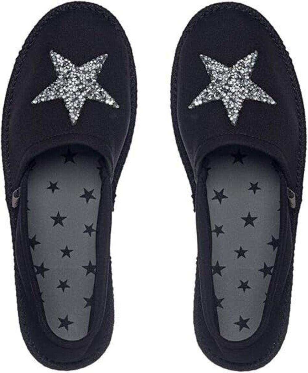 Showaflops Womens 5/6 Espadrille Style Neoprene Slip On Flat with Faux Jute Sole